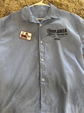 Kendrick Lamar GNX Tour Gloria Auto Repair Men's Work Polo Shirt in Faded Blue